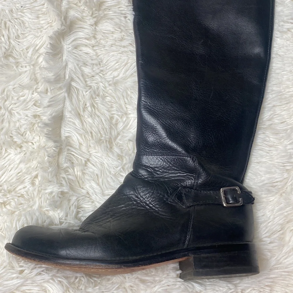 Steve Madden Black Over The Knee Leather Riding Boots Size 6.5